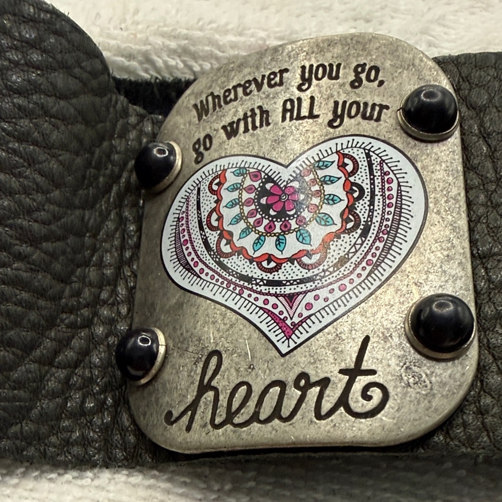 Hand-made Heart Engraved Leather Bracelet